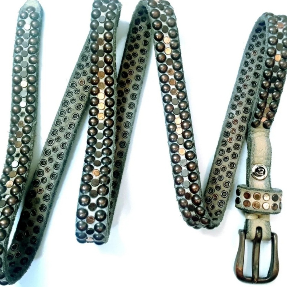 Studded Luxury Leather Belt by B.Belt in Taupe